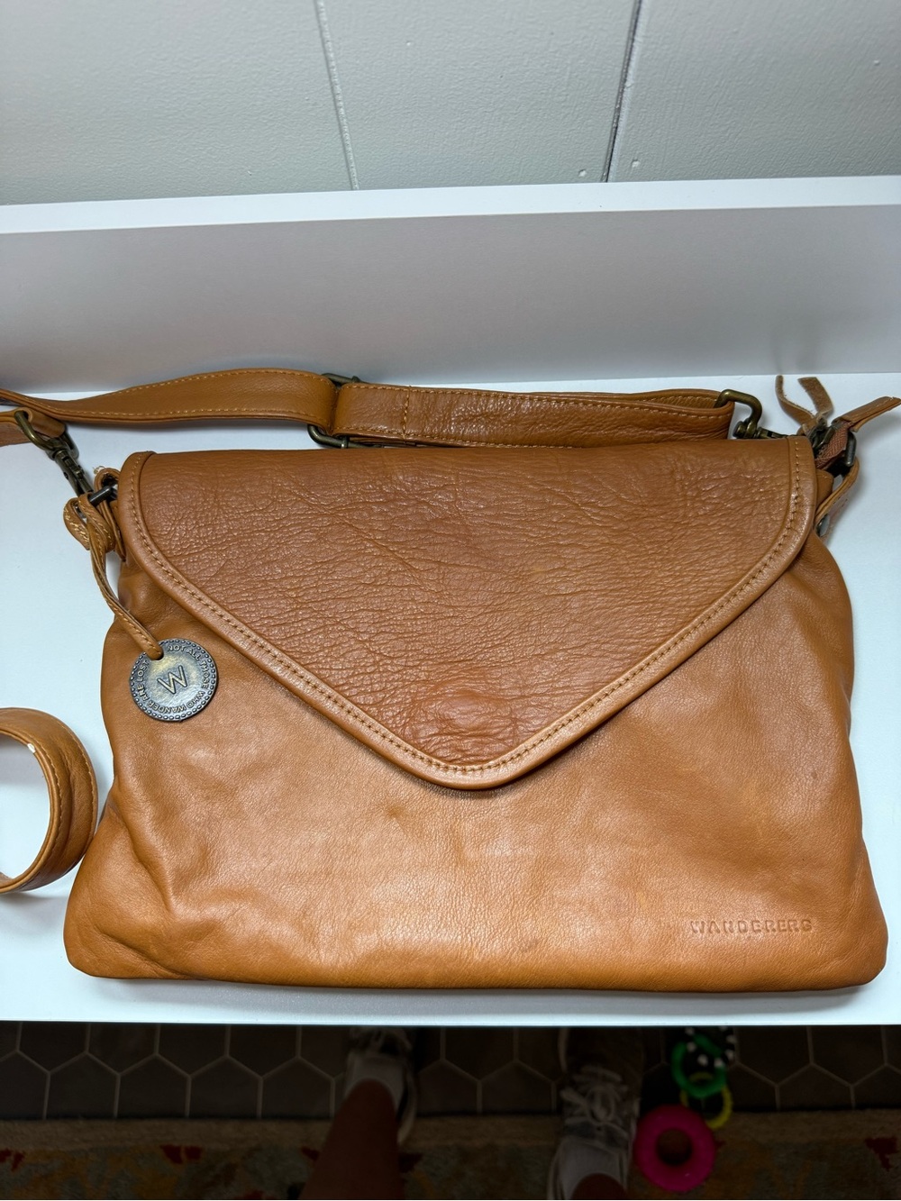 Wanderers Tan Leather Crossbody Purse